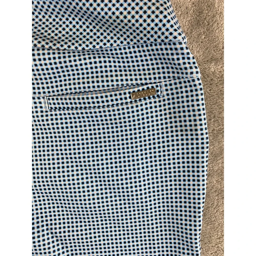 Acegole Womens Blue Gingham Golf Pants Straight Leg Pull On Trousers Size Medium